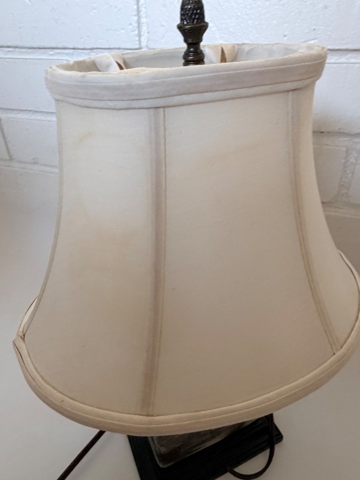 Vintage Chinoiserie Porcelain Tea Caddy Table Lamp Hand Painted Black ...