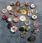 29 Vintage Antique MOP Mother of Pearl Picture Buttuns FLOWER PATTERNS