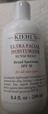 Kiehl's Ultra Facial Moisturizer w‐SPF 30 Hydrating Large 8.4 oz New & Sealed 