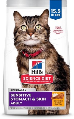 Hill's Science Diet Adult Sensitive Stomach & Skin Chicken Rice Recipe Cat 15 lb