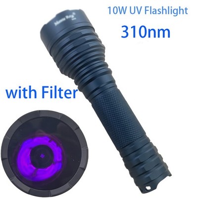 High Power 10W UV 310 LED Shortwave Fluorescent Flashlight Light with Filter
