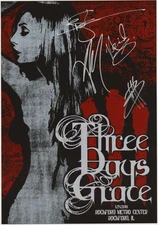 Three Days Grace Adam Gontier Band Autographed Signed Poster AMCo COA 3397