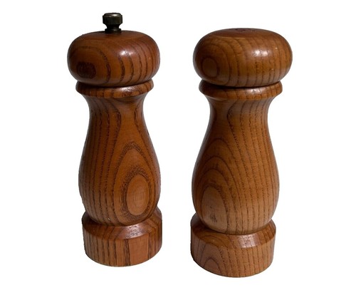 Wooden Salt & Pepper Grinder Set - 6 Inch Manual Grinders With Ceramic Core, Adjustable Coarseness