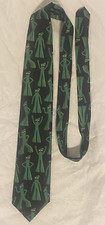 VTG 1995 Ralph Marlin GUMBY Necktie , Made In USA 100% Polyester Black w/Green