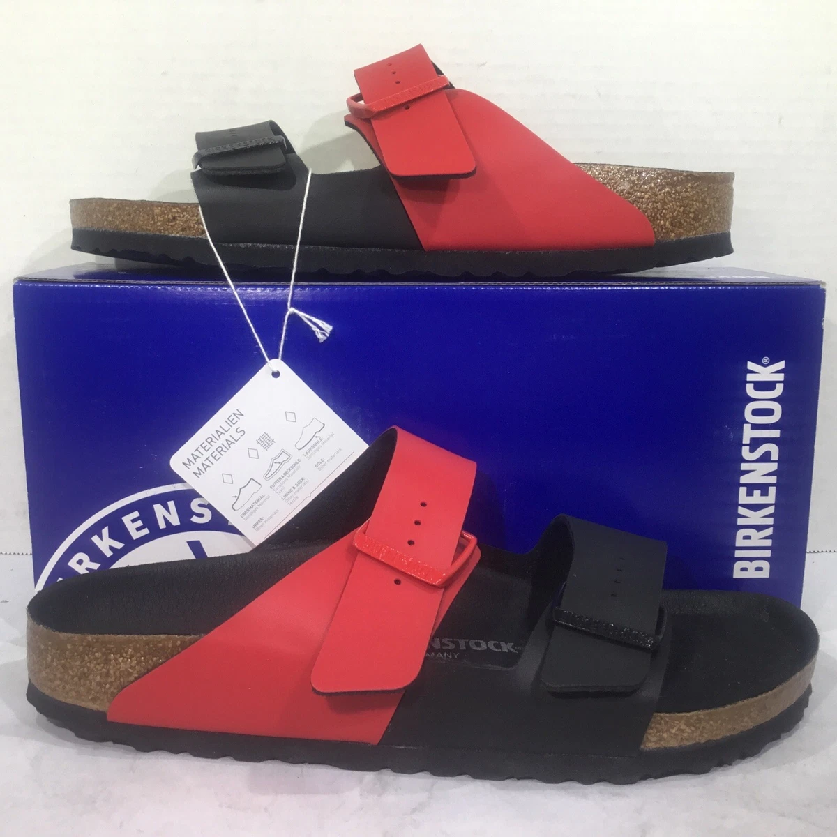 Red birkenstock men sales