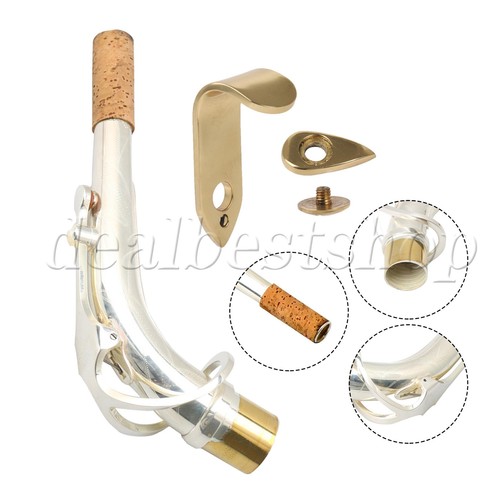 E Flat Alto Sax Elbow Neck 24.5 mm w/ Thumb Hook Rest Support Holder Kit - Picture 6 of 9