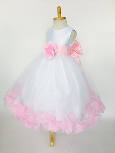 Flower Girl Dress Bridesmaid White Rose Petal Birthday Recital Pageant Easter 24 - 第 154/177 張圖片