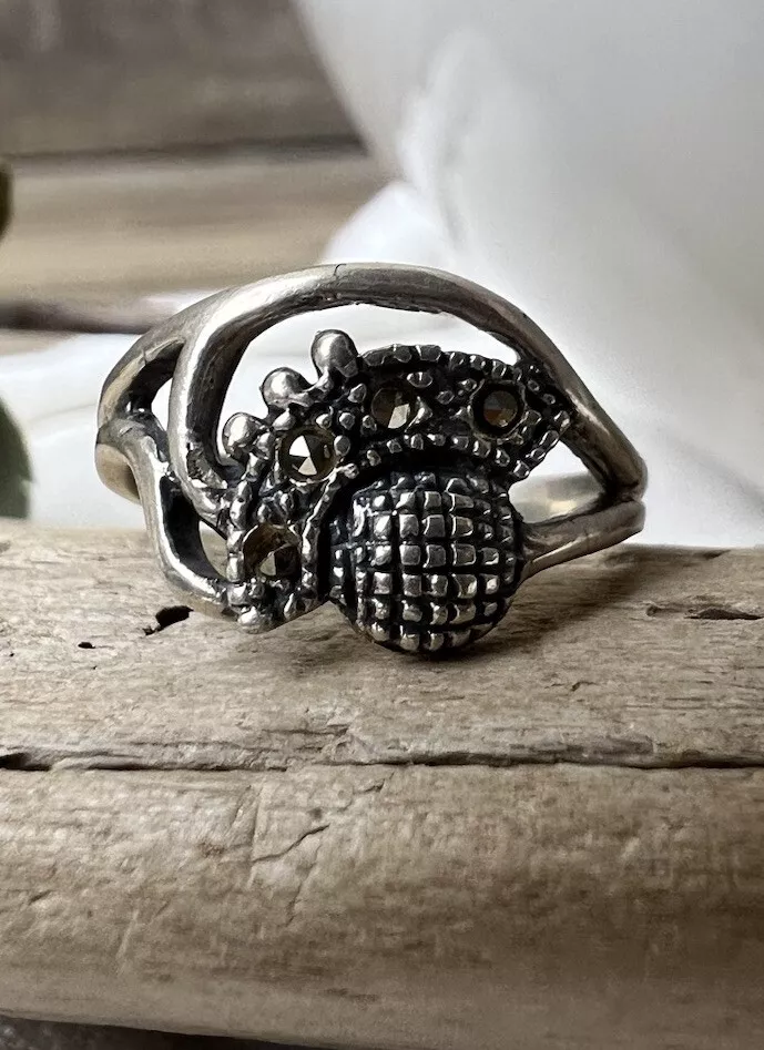 Vintage Sterling Silver Marcasite Ring Size 4.75 Jewelry eBay