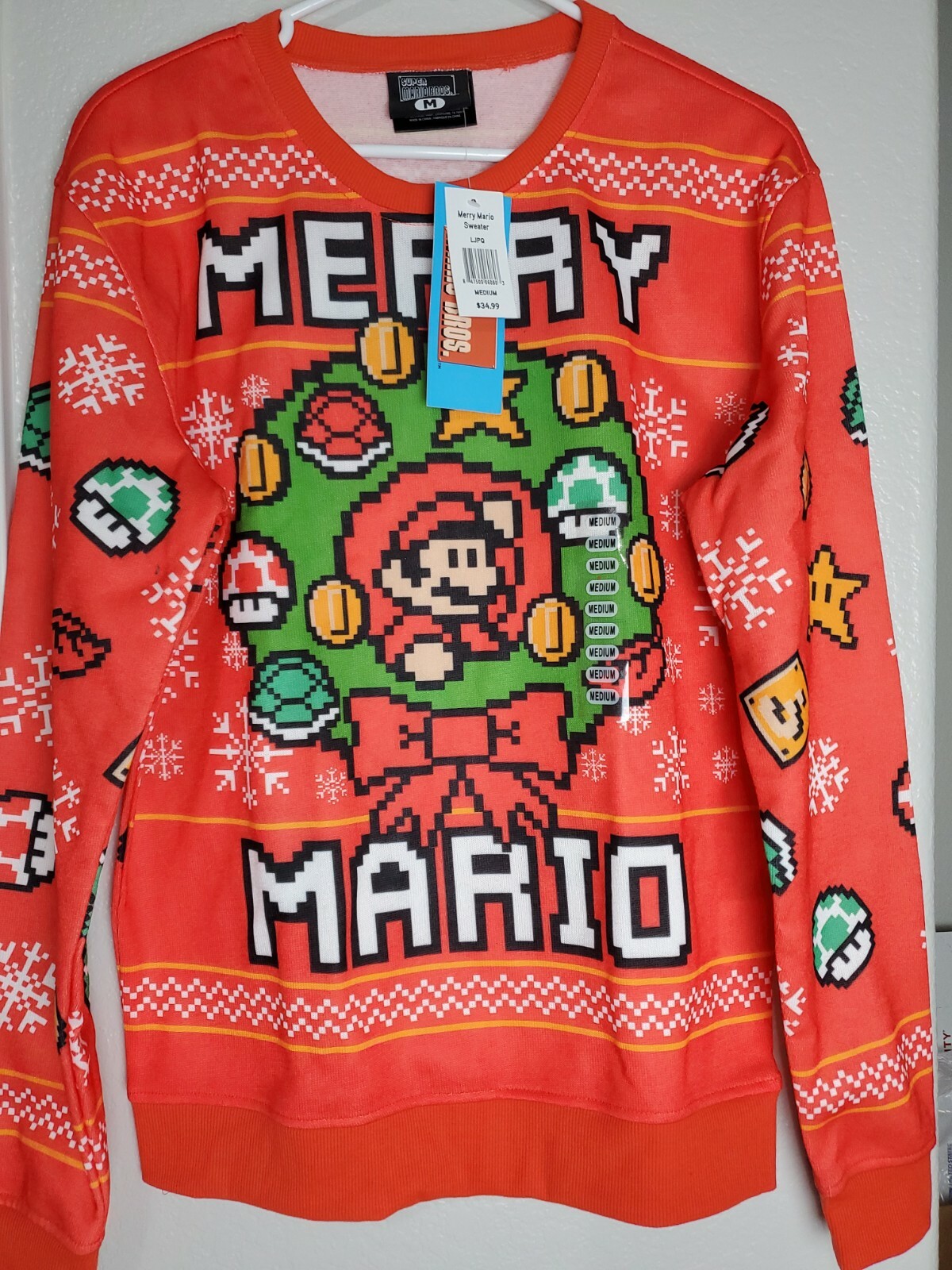 New Merry Mario Ugly Christmas Sweater 
