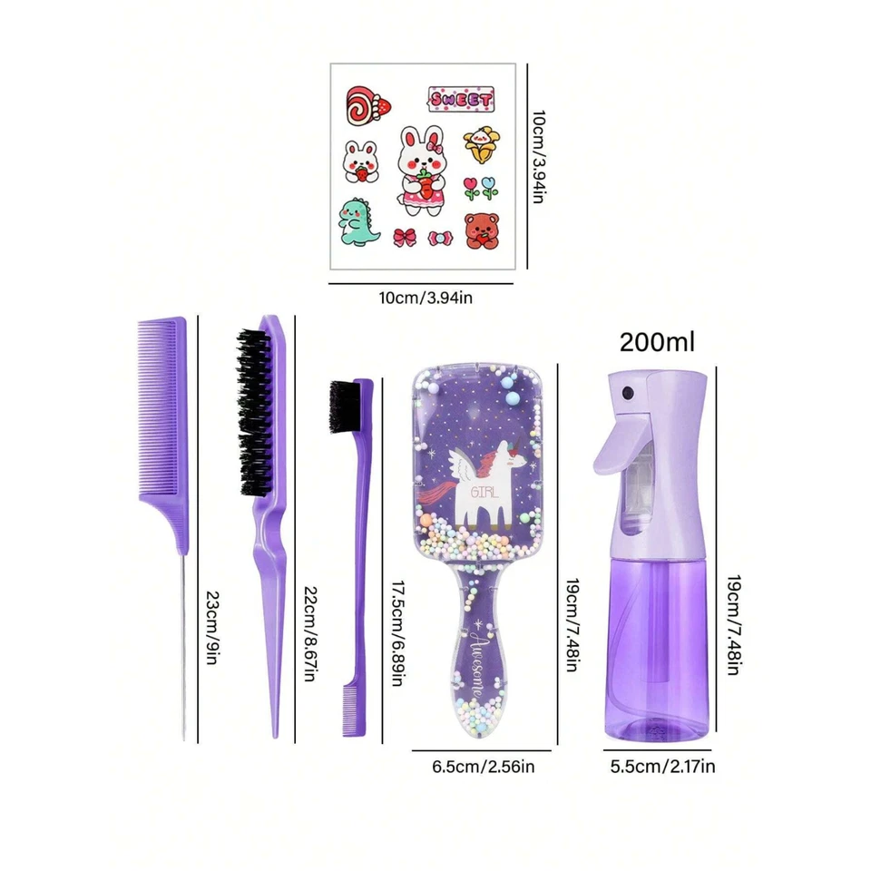Juego de 6/4 piezas de cepillos desenredantes para el cabello botella de spray para el cabello peinado, limpieza, salones Foto 2 de 4