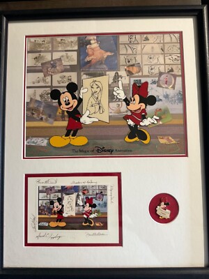 Disney Animation Art Gallery Studios Stories Mickey Mulan Pin Signed Framed Cel
