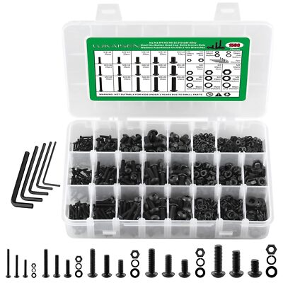 M2 M3 M4 M5 M6 Hex Flat/Socket Head Cap Screws & Nuts & Washers Assortment Kit