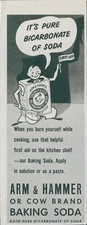 1948 Arm & Hammer Cow Brand Baking Soda Anthropomorphic Box First Aid Ad C20
