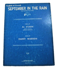 September in The Rain Dubin/Warren Warner Bros, Music Sheet Music 1951