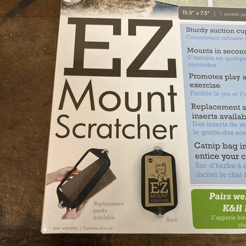 K & H EZ Montaje Rascador Gatos, Se Monta en Superficie de Vidrio 15.5”x7.5” Foto 2 de 4
