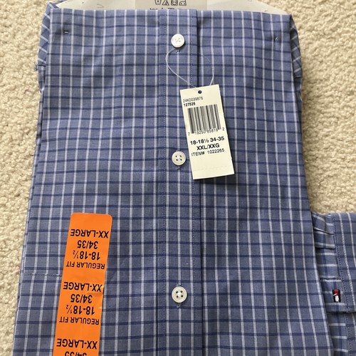 Tommy Hilfiger Men`s Regular Fit Dress Shirt( Blue Plaid,XXL) - Picture 3 of 3