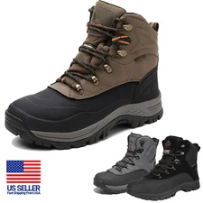 Men's Snow Boots Lace Up Insulated Waterproof Hiking Boots US Size 6.5-15