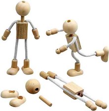 4 Flexi-Figuren H: 12cm Holzfiguren Holzm&auml;nnchen K&ouml;rper H&auml;nde F&uuml;&szlig;e Figurendraht