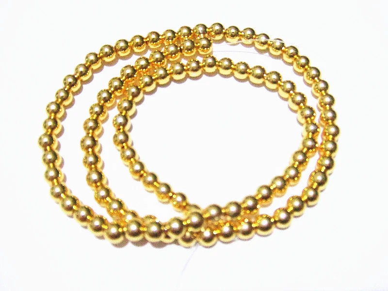 1filo/ 95pz perline pietre ematite rotondo 4mm colore oro bijoux