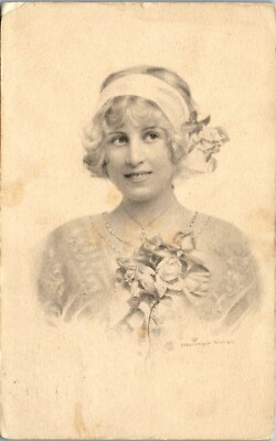 Vintage Art Artist Rendering Beautiful Girl Postcard Publisher Schlesinger NY 