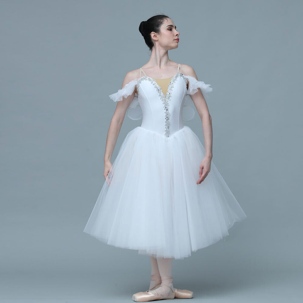 White with Wings Women Ballet Costume Dance Tutu Ballet Professional Ballet  Long