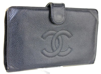 chanel bi fold wallet black caviar