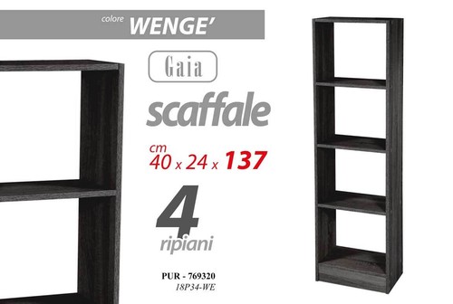 Libreria Design Moderna Scaffale Ripiani Casa Ufficio NERO WENGè 137*40*24 cm - Foto 6 di 7
