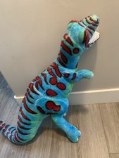 MELISSA  DOUG XLarge Dinosaur T-Rex Green Blue Plush Realistic body Wire Inside