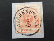 MORCHENSTERN, Müller 1755 b, fragment listu z 3 krążownikami, czerwony, 1850/54