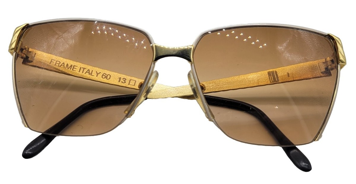 Italian Made Sunglasses - GOLD LENS. GOLD TONE FRAME. 60 13 