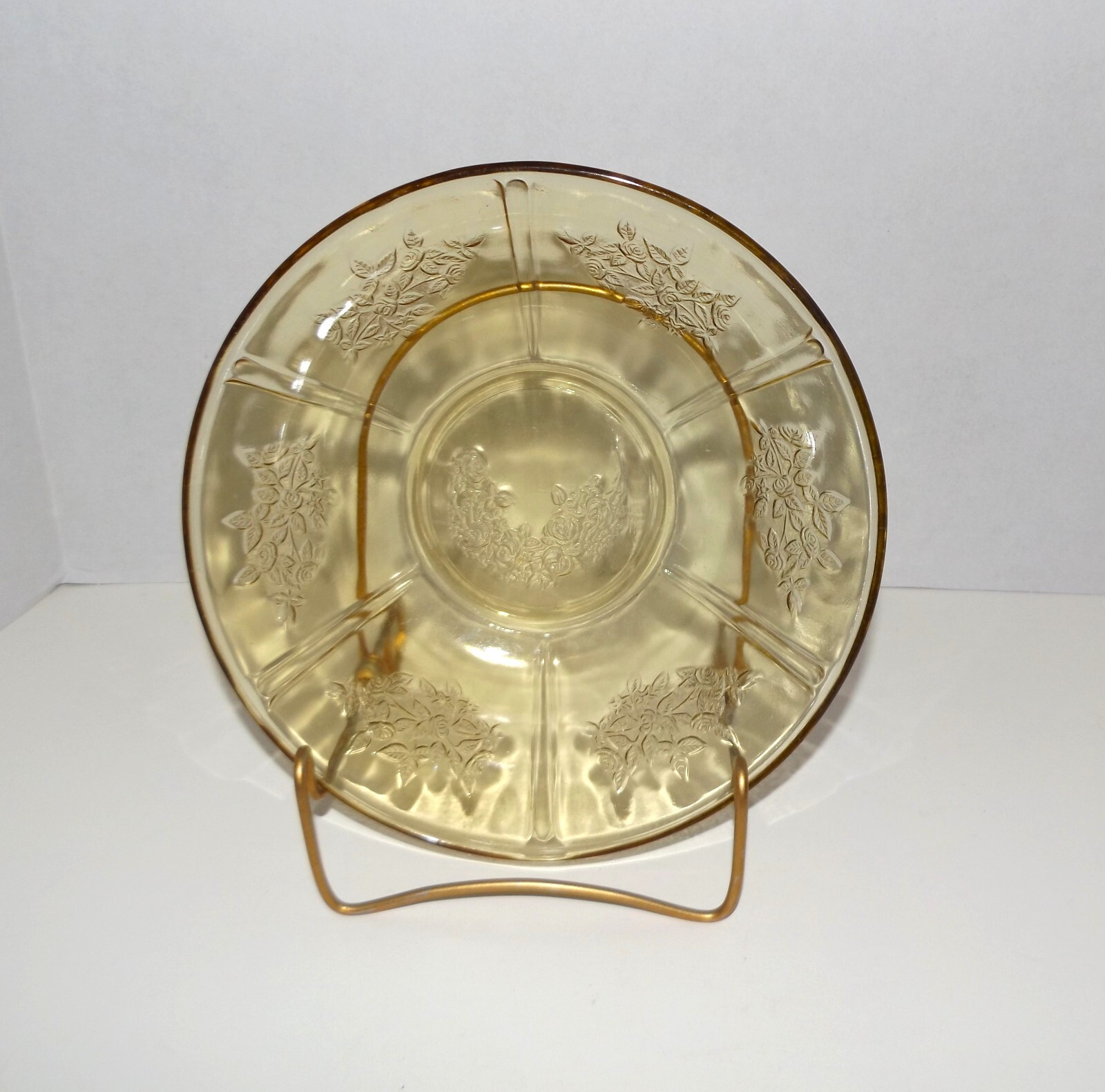 1930s Federal Sharon Amber Depression Glass 8-Inch Fruit Bowl  