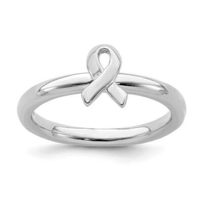 Platinum Sterling Silver Breast Cancer Awareness CP Ribbon Band