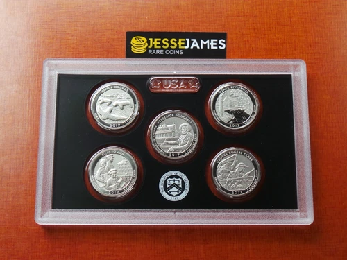 2017 S 5 COIN ENHANCED WASHINGTON ATB QUARTER SET FROM 225TH ANNIVERSARY