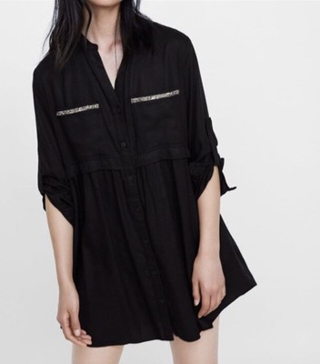 Zara Tencel Button Down Shirt Dress 