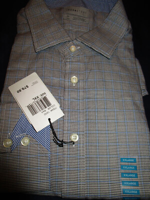 NEW JACK STONE SPREAD COLLAR DRESS SHIRT BLACK PLAID 2X XXL