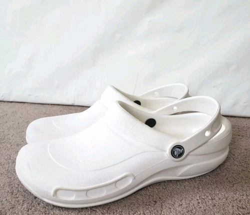 Crocs Unisex Bistro Slip Resistant Clog, White, Men 8/Women 10 