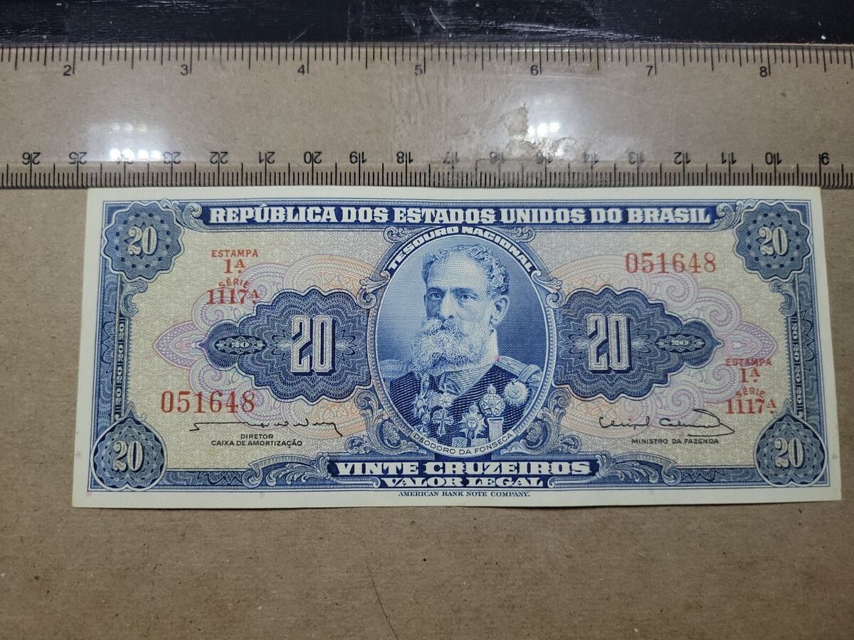 BRAZIL 20 CRUZEIROS 1963 P168b BRASIL REPUBLICA SHARP 3833# BANKNOTE MONEY