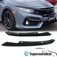 Fit 2019 2020 Honda Civic Front Glossy Black Headlight Eyelid Molding Trim Pair