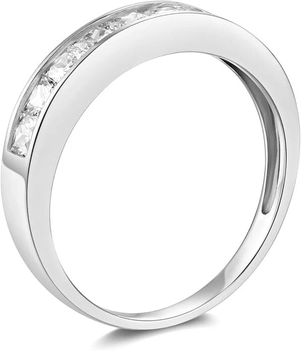 1.5 Ct Princess Cut Real 14k White Gold Engagement Wedding Anniversary Band Ring - Image 2 of 3