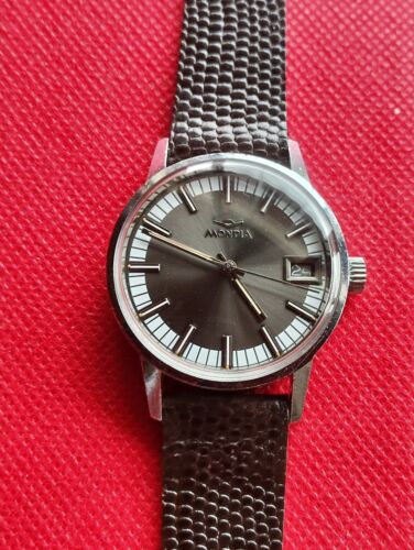 Rare MONDIA Moonstone AS1950/51 Mystery Dial Manual Wind Mens Watch _3665
