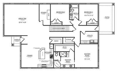 House Plans DWG's - 4 Bdrm / 2 Bath - #2303