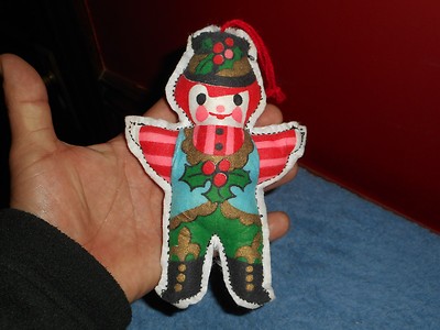 Handmade GINGERBREAD Man Christmas Ornament Stuffed FRENCH Fleur De Lis Figure