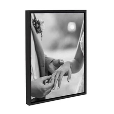 Kate and Laurel Custom Printed Framed Canvas Wall Art, 18x24 Black, Sylvie Pe...