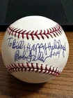 BOB FELLER 2 SIGNED AUTOGRAPHED OML BASEBALL!  Indians!  HOF!  HAPPY HOLIDAYS!