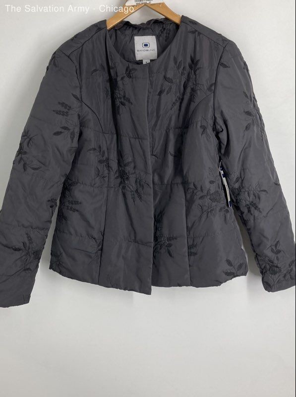 Bandolino Womens Gray Floral Long Sleeve Full-Zip Puffer Jacket Size Small