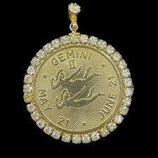 Gemini Horoscope Rhinestone Vintage Pendant Astrology Sign Zodiac May June Birth