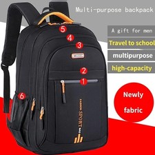 Black Backpack Rucksack Large Upgraded Mens Womens Bag Travel Work School Sports