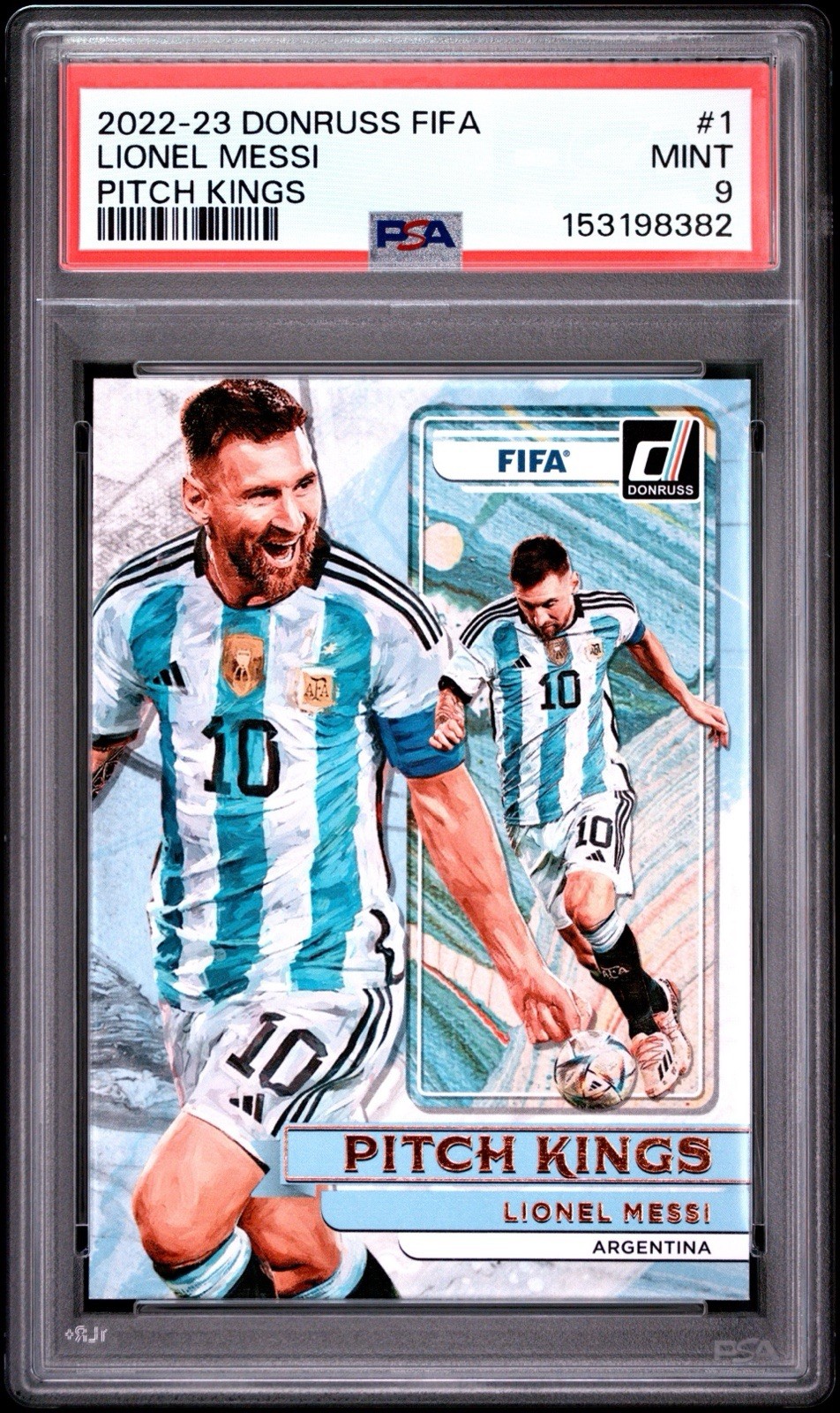 2022 DONRUSS FIFA PITCH KINGS LIONEL MESSI PSA 9 MINT ARGENTINA
