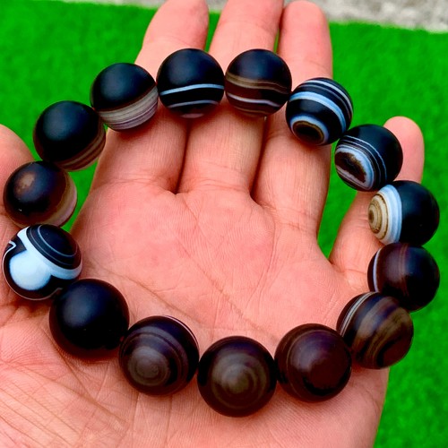 Pulsera de cuentas de cristal ojo de tigre azul-amarillo doble natural 81 g - Imagen 6 de 16