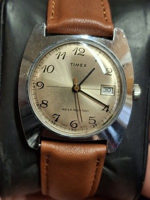 Timex Sprite 1975 Silver Tone Mens Vintage 1970s Mechanical Handwind Watch Retro